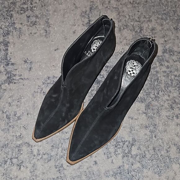 Black Vince Camuto Ginsel Suede Ankle Booties - 9.5 - Picture 3 of 6